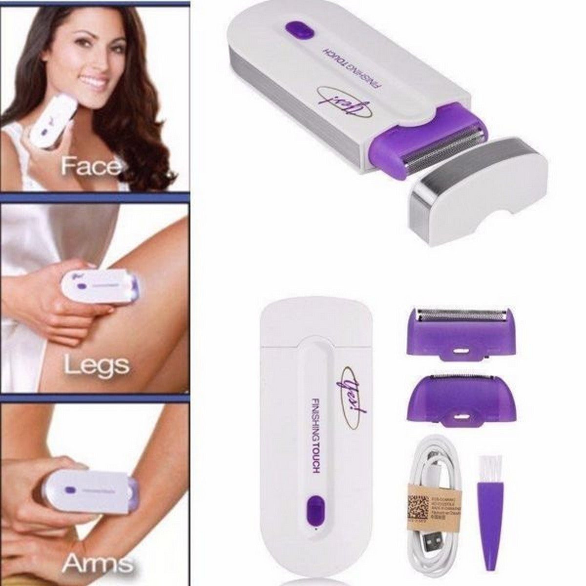 Finishing Touch Yes Hair Remover Rechargeable Painless Facial And Body Hair Remover Rotary Electric Shaver For Women